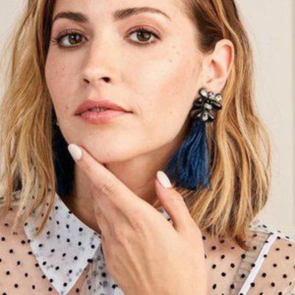Stella and Dot French Twist Feather Statement Earrings